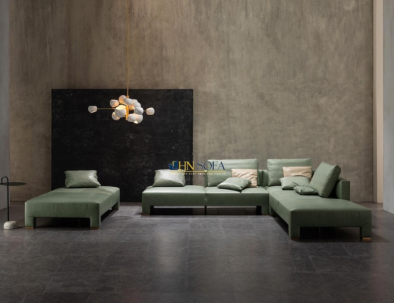 Sofa góc L da bò Ý HNS108