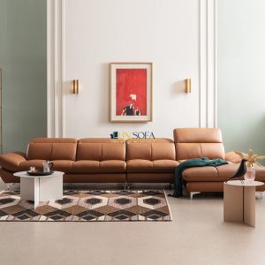 Sofa góc L sang trọng HNS115 màu nâu bò thượng lưu, đẳng cấp!