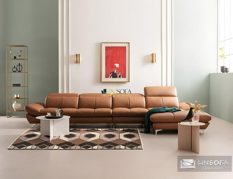 Sofa góc L HNS115 màu nâu sang trọng