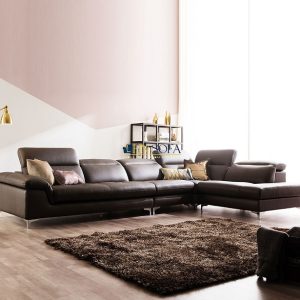 Sofa góc L giả da Microfiber HNS113 bề thế cho phòng khách rộng!