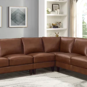 Ghế sofa bọc da góc chữ L cực sang cho văn phòng hiện đại VP26