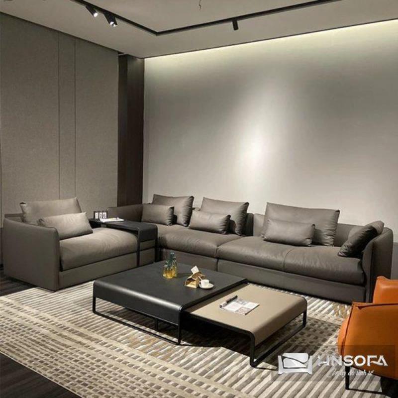 Sofa góc phải da bò Ý HNS224