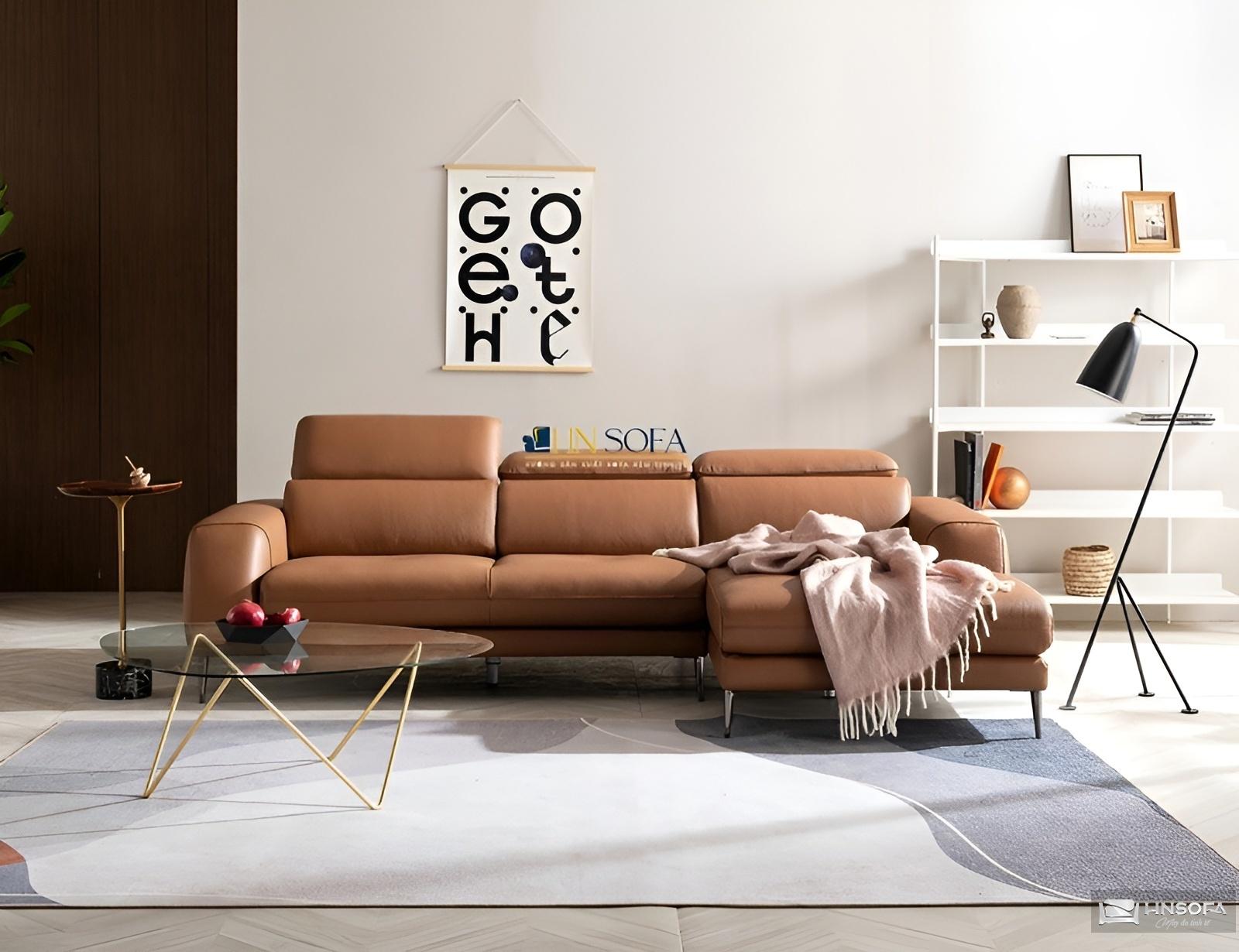 Sofa góc sang trọng HNS118 giả da Hàn Quốc đơn giản, thanh lịch