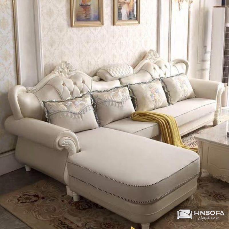 Sofa hoàng gia tân cổ điển góc L HNS155 bọc da Nhật