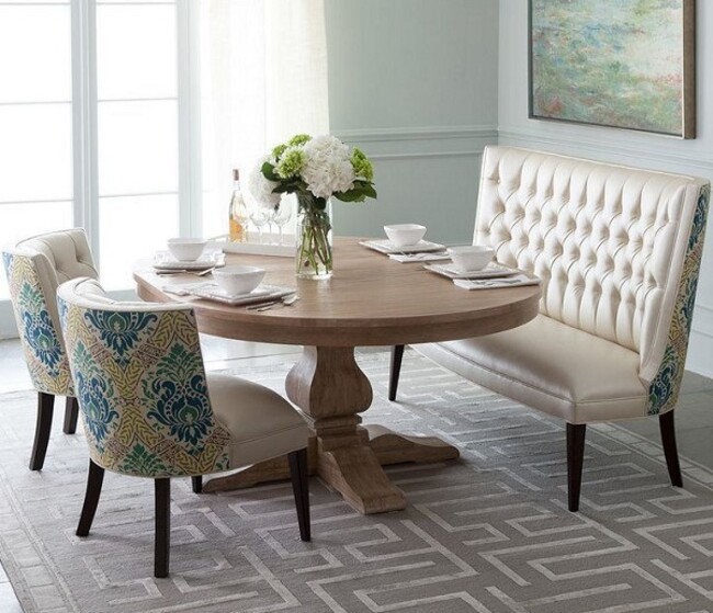 Sofa bàn ăn cổ điển, tinh tế Sofa kết hợp bàn ăn với họa tiết hoa văn độc đáo