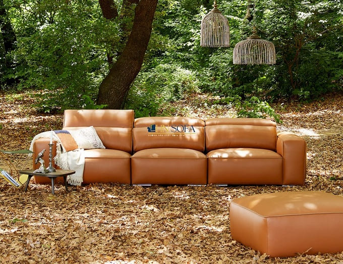 Sofa văng màu cam HNS123 tinh tế, hiện đại