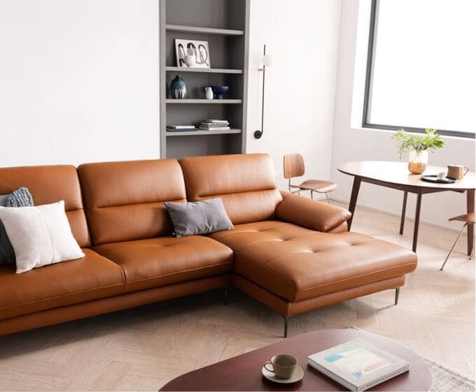 Sofa HNS38 màu cam nâu tinh tế, cuốn hút