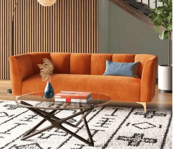 Sofa văng màu cam nổi bật, cuốn hút ánh nhìn