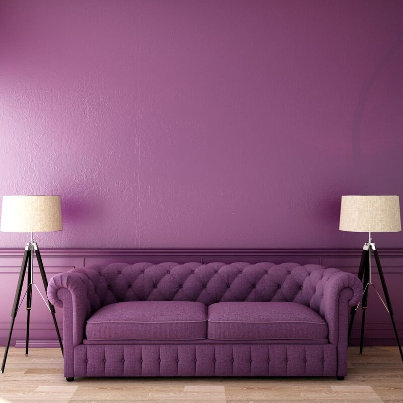 Sofa màu tím thiết kế đặc trưng theo phong cách vintage