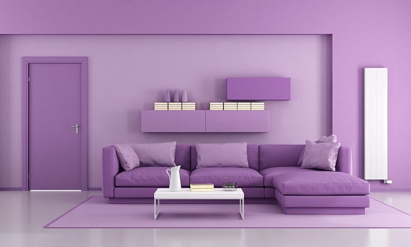 Sofa màu tím thường được làm bằng da mềm mịn