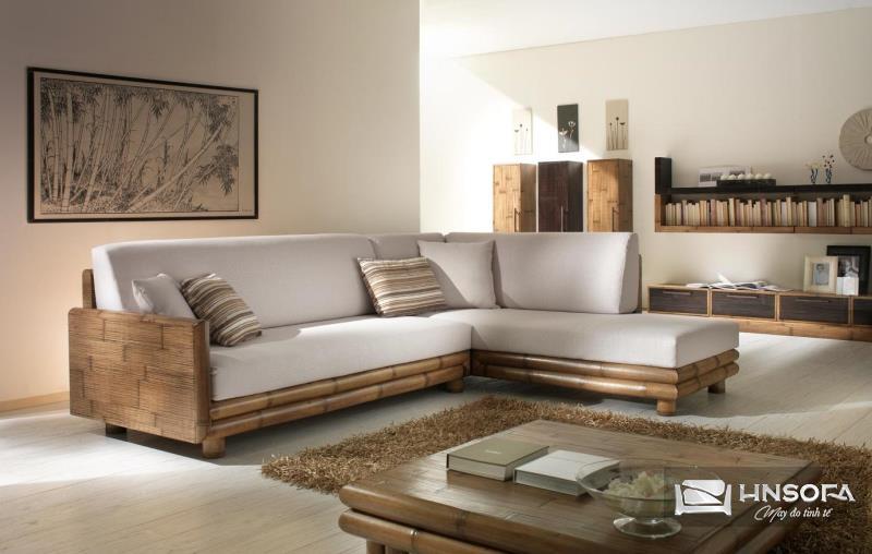 Sofa mây tre tự nhiên hình chữ L