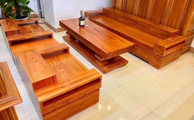 Sofa nguyên khối cao cấp làm từ gỗ gõ đỏ