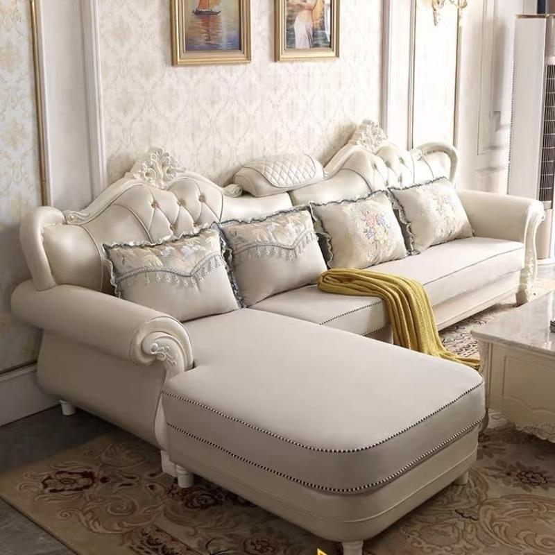 Sofa tân cổ điển chuyển góc HNS155 bọc da Nhật