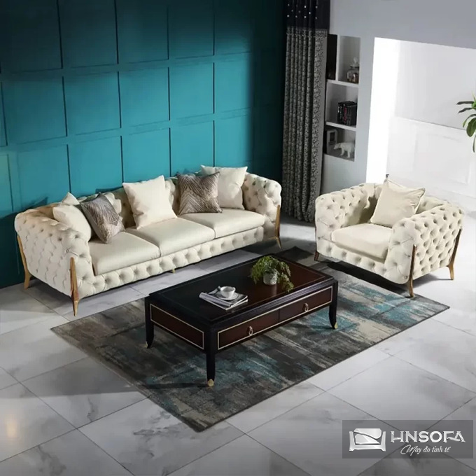 Sofa tân cổ điển HNS04 chống cong vênh, mối mọt và luôn bền đẹp