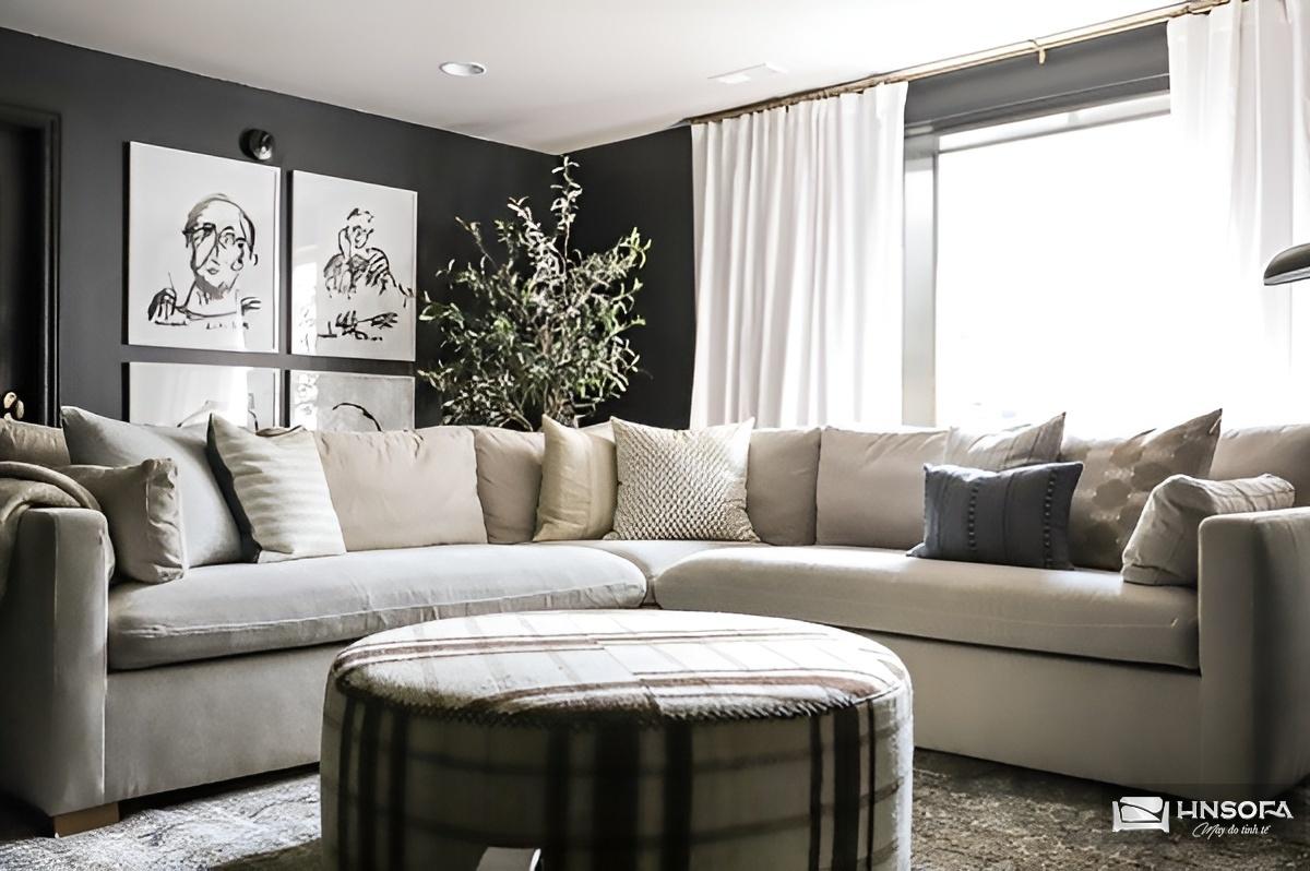 Sofa vải bố hình chữ V mang phong cách tối giản