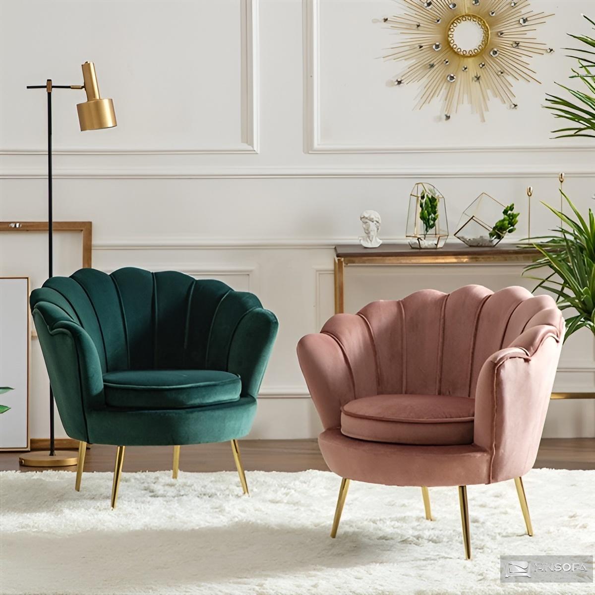 Sofa vải nhung đơn màu xanh