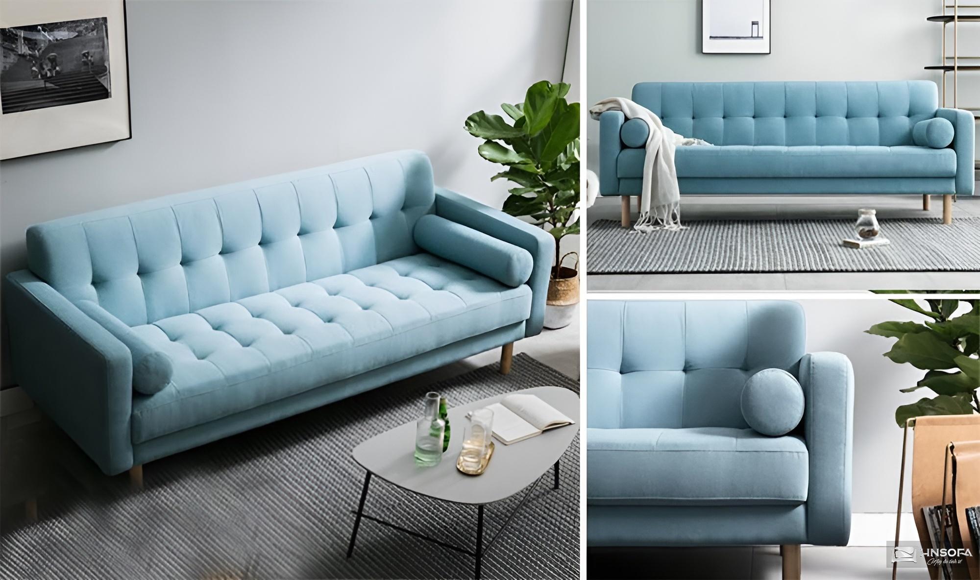 Sofa vải nhung kết hợp khung gỗ chắc chắn