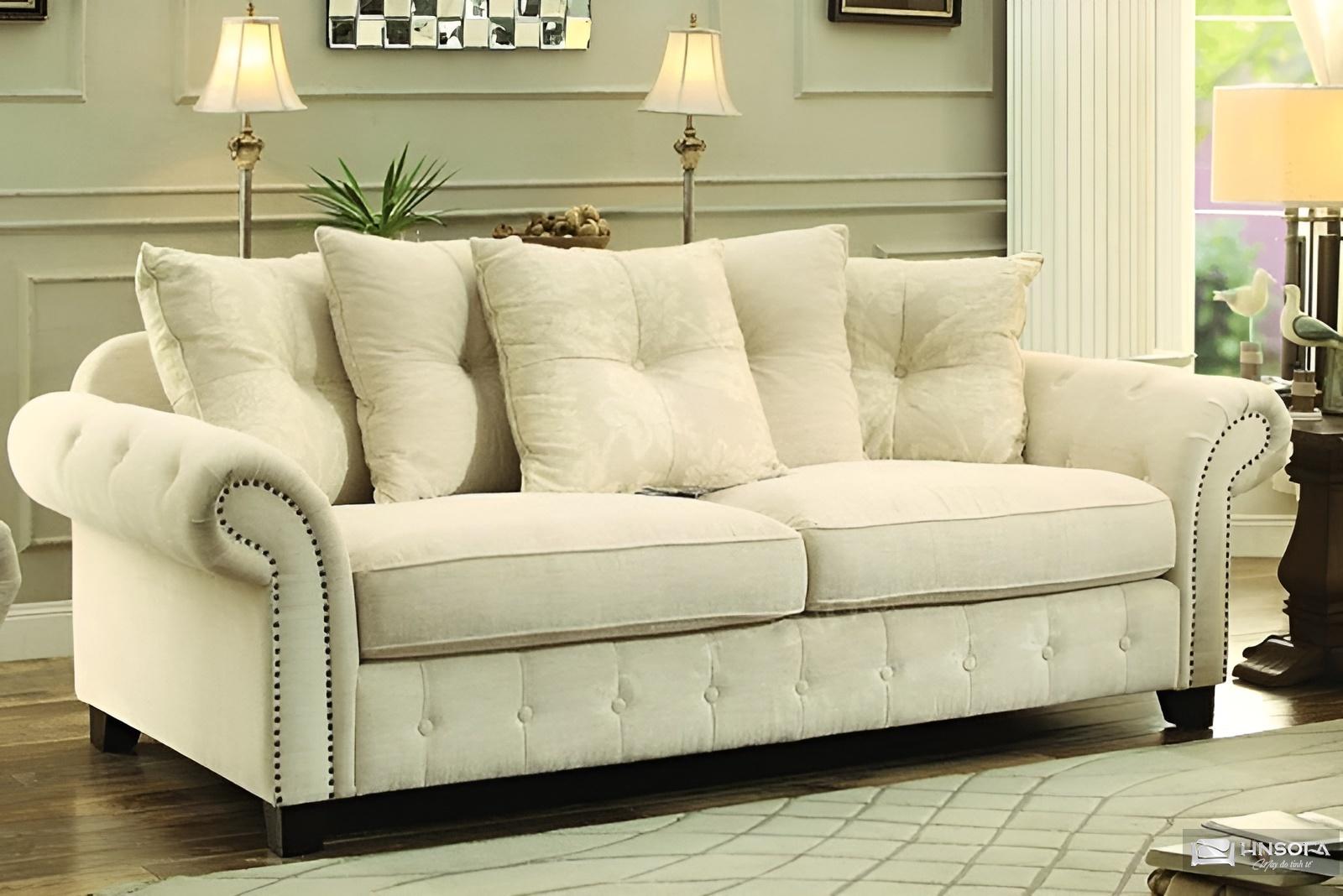 Sofa vải nhung mang phong cách tân cổ điển sang trọng
