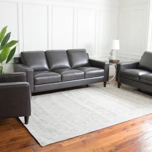 Mẫu sofa băng văng bọc da Anh Quốc màu đen quyền lực và bề thế VP28