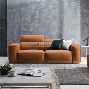 Sofa văng 2 chỗ da thật Italia HNS100 - Thiết kế vuông vắn đầy mạnh mẽ!