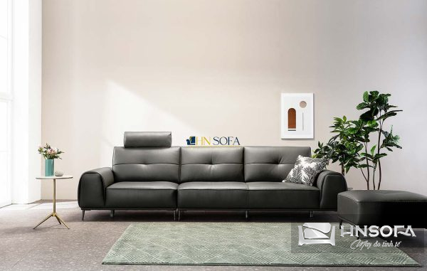 Sofa văng 3 chỗ HNS66 giả da màu xám đen sang trọng, thanh lịch