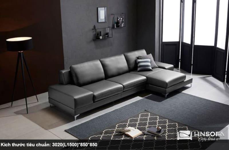 sofa văng bọc da bò nhập khẩu Ý cho phòng khách 15m2 nhỏ gọn