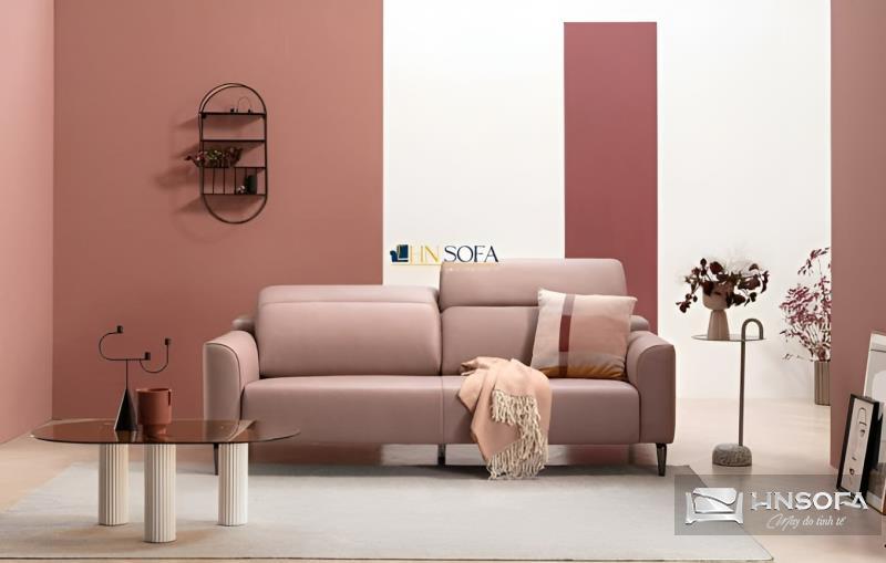 Sofa văng da bò màu hồng HNS78 