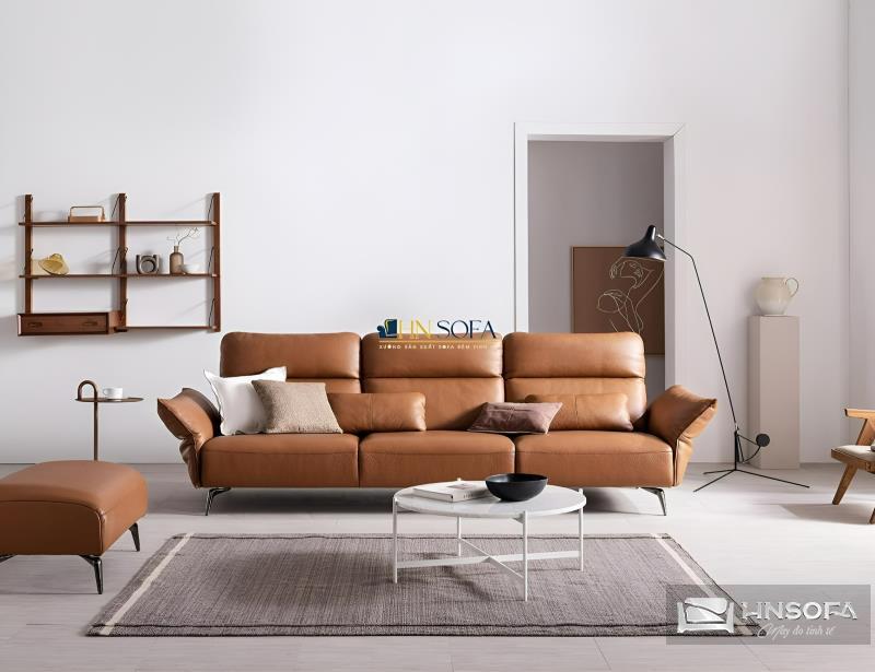 Sofa văng tay cong 3 chỗ giả da Microfiber HNS39