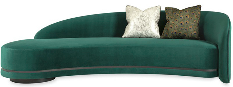 Sofa vòng cung kiểu dáng bán nguyệt màu xanh rêu độc đáo