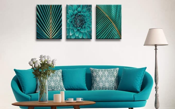 Tranh Canvas treo tường cùng tông mầu với bộ bàn ghế sofa